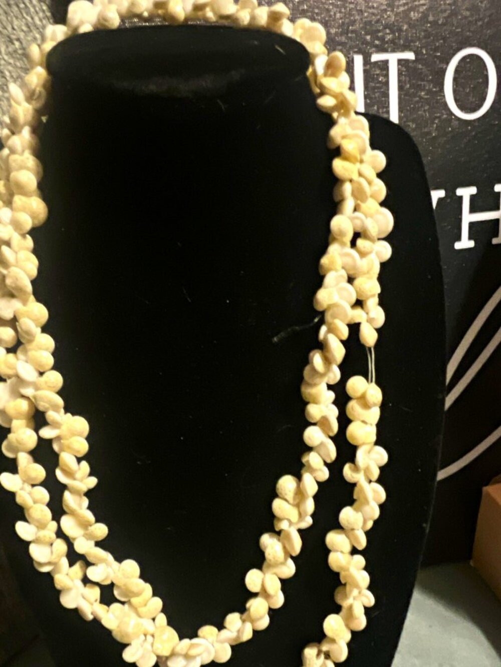 White Shell Bead Multi-Strand Necklace, Hawaiian Style Collectible Jewelry